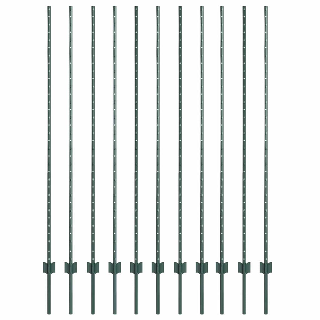 Zaunpfosten 11 pcs Grün 160 cm Stahl