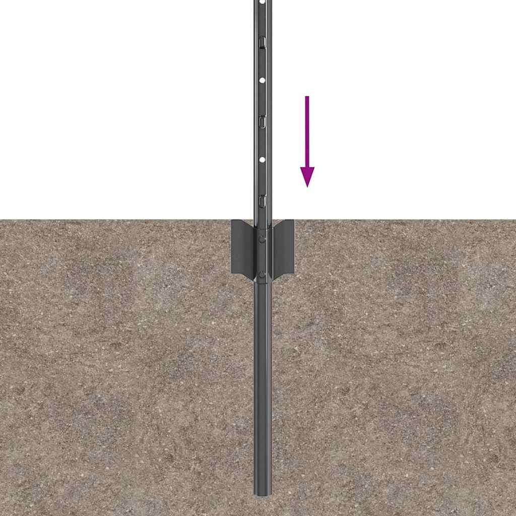Zaunpfosten 5 pcs Grau 60 cm Stahl