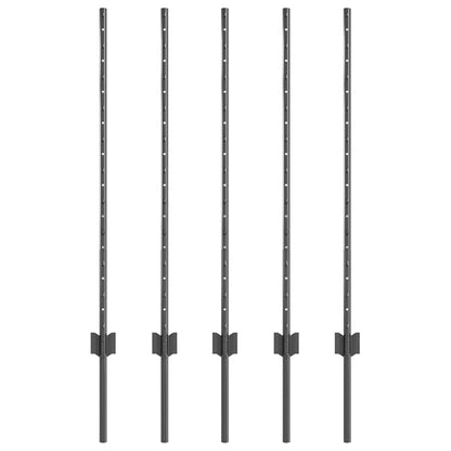 Zaunpfosten 5 pcs Grau 100 cm Stahl