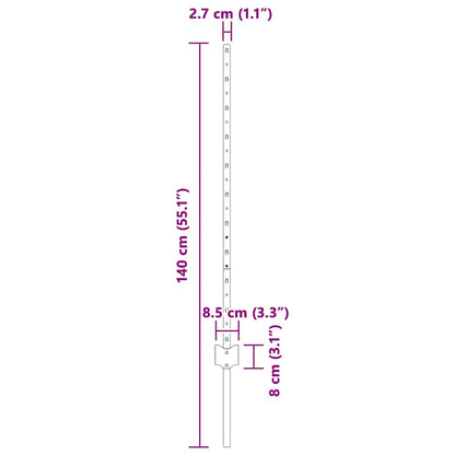 Zaunpfosten 5 pcs Grau 100 cm Stahl
