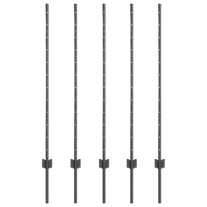 Zaunpfosten 5 pcs Grau 120 cm Stahl