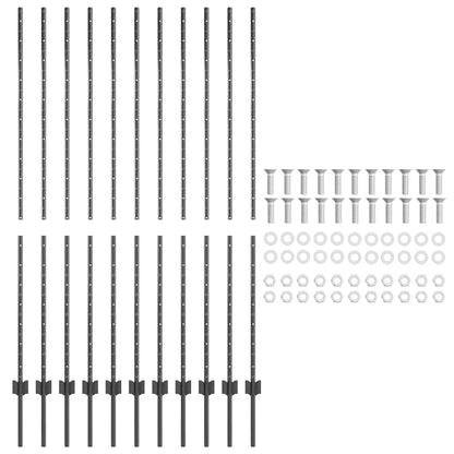 Zaunpfosten 11 pcs Grau 150 cm Stahl