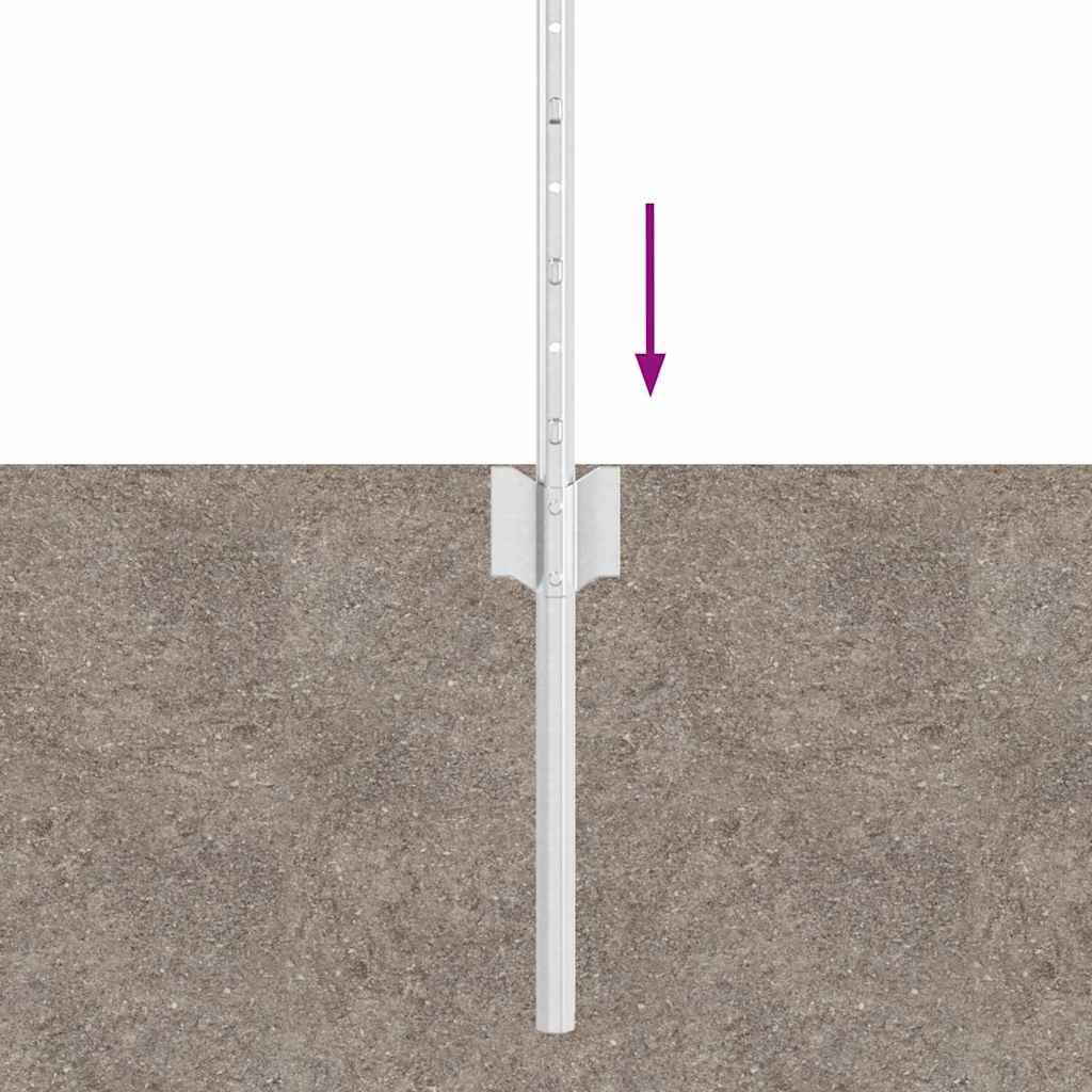 Zaunpfosten 5 pcs Silber 40 cm Stahl