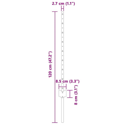 Zaunpfosten 11 pcs Silber 80 cm Stahl