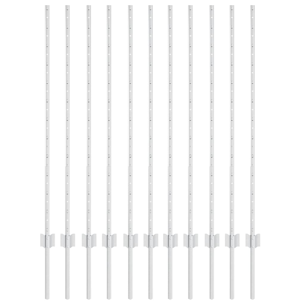 Zaunpfosten 11 pcs Silber 120 cm Stahl