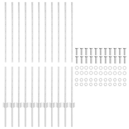 Zaunpfosten 11 pcs Silber 120 cm Stahl