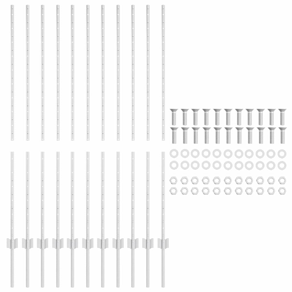Zaunpfosten 11 pcs Silber 140 cm Stahl