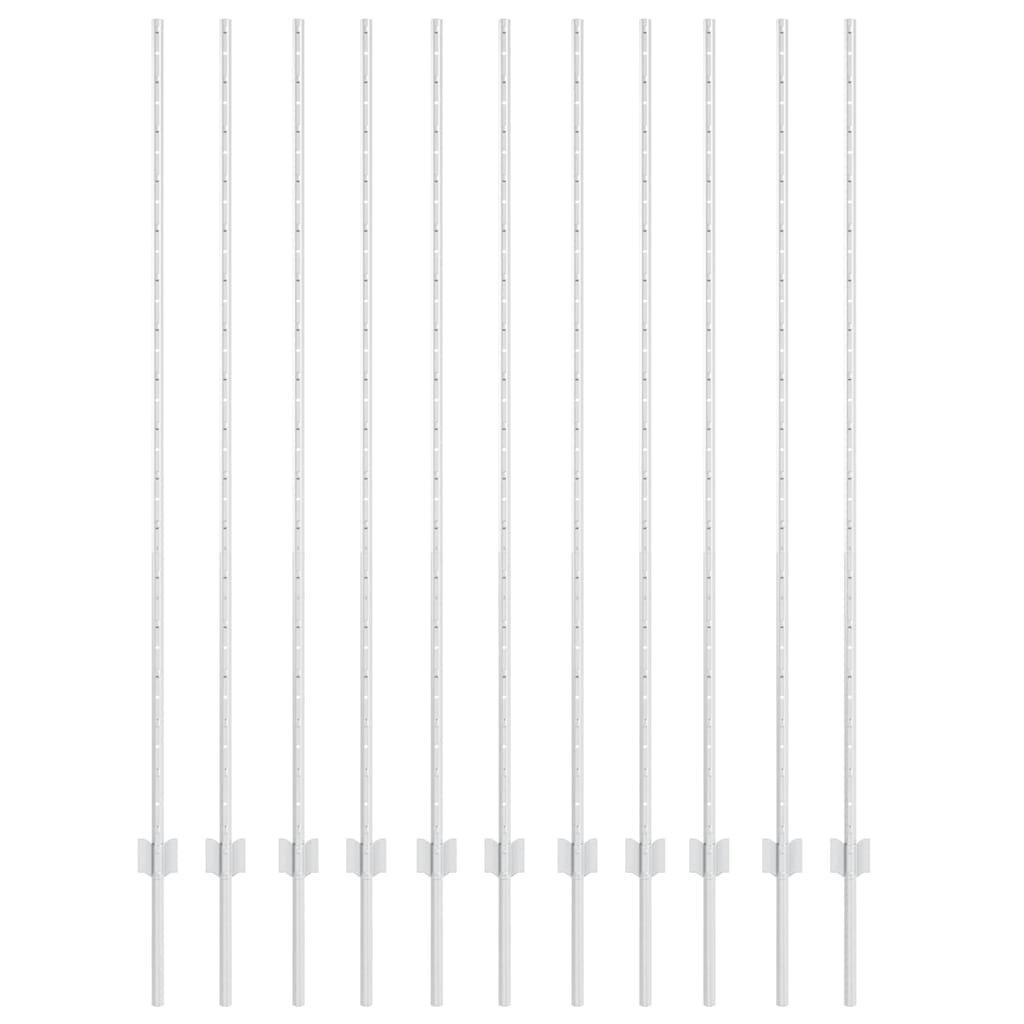 Zaunpfosten 11 pcs Silber 160 cm Stahl