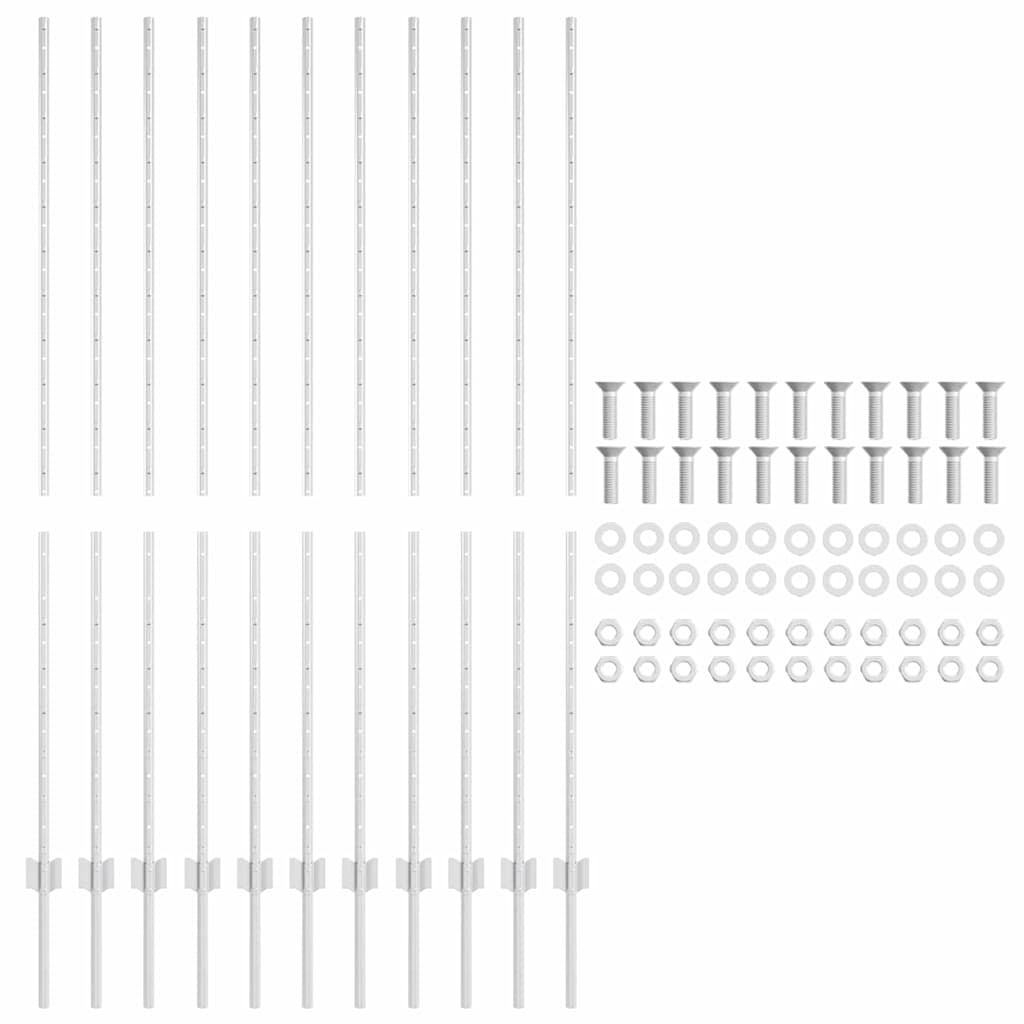 Zaunpfosten 11 pcs Silber 160 cm Stahl