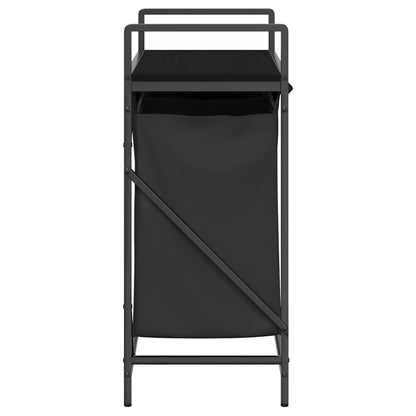 Wäschekorb 2 Fächer mit Ablage Schwarz Eichen-Optik