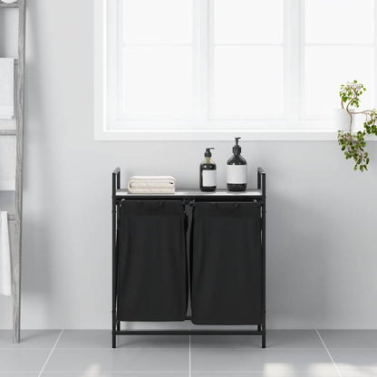 Wäschekorb 2 Fächer mit Ablage Grau Sonoma