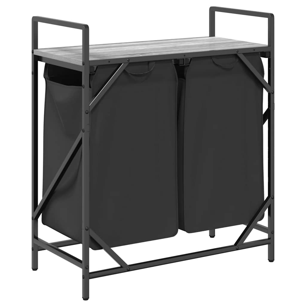 Wäschekorb 2 Fächer mit Ablage Grau Sonoma