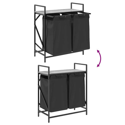Wäschekorb 2 Fächer mit Ablage Grau Sonoma