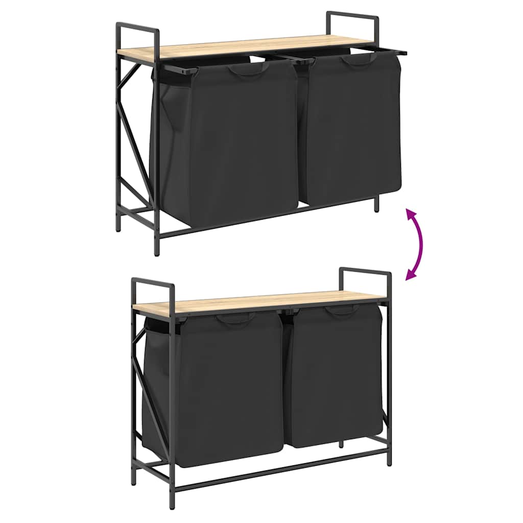 Wäschekorb 2 Fächer mit Ablage Sonoma-Eiche