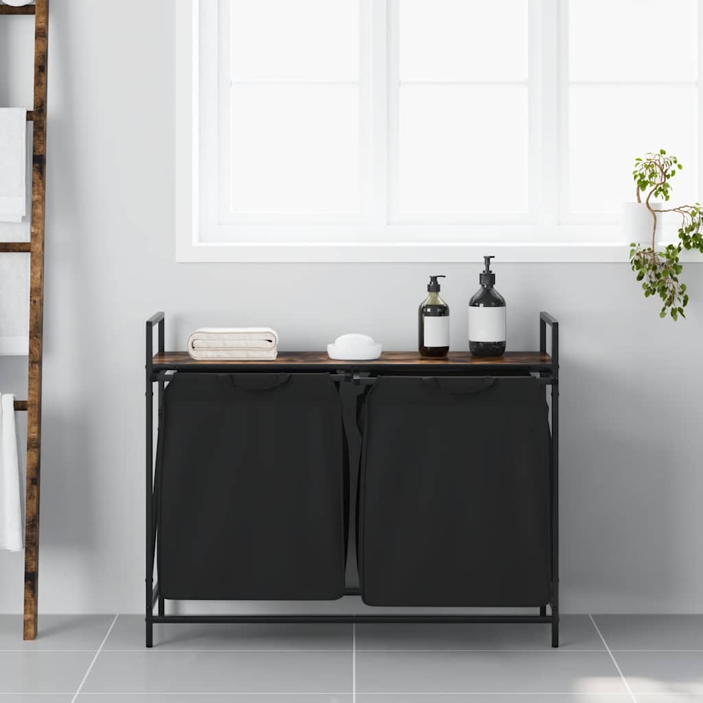 Wäschekorb 2 Fächer mit Ablage Räuchereiche