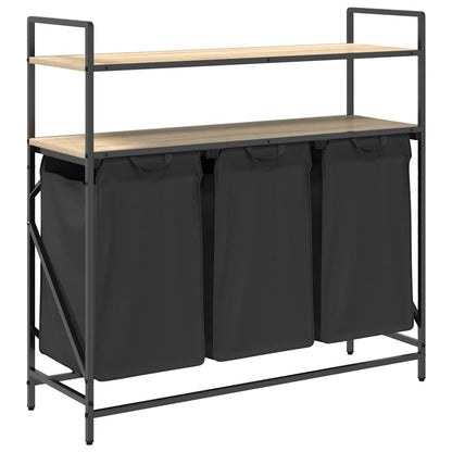 Wäschekorb 3 Fächer mit Ablagen Sonoma Eiche