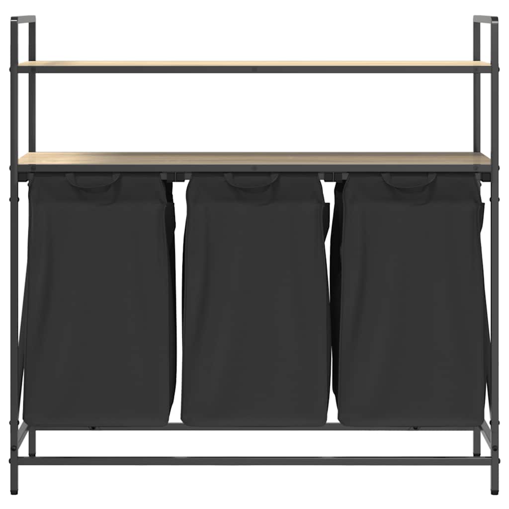 Wäschekorb 3 Fächer mit Ablagen Sonoma Eiche