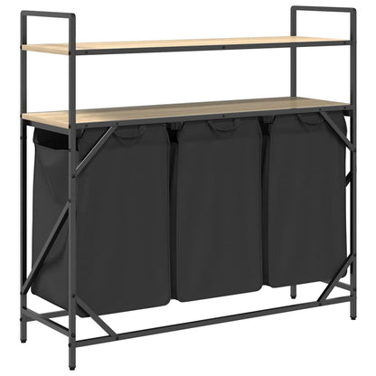 Wäschekorb 3 Fächer mit Ablagen Sonoma Eiche