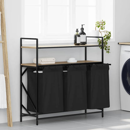 Wäschekorb 3 Fächer mit Ablagen Sonoma Eiche