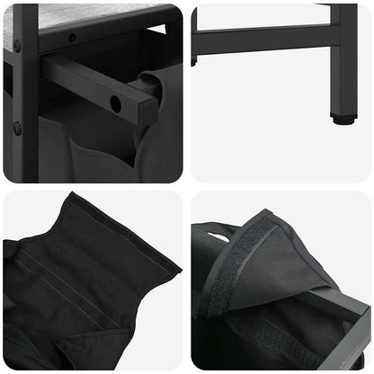 Wäschekorb 3 Fächer mit Ablagen Grau Sonoma