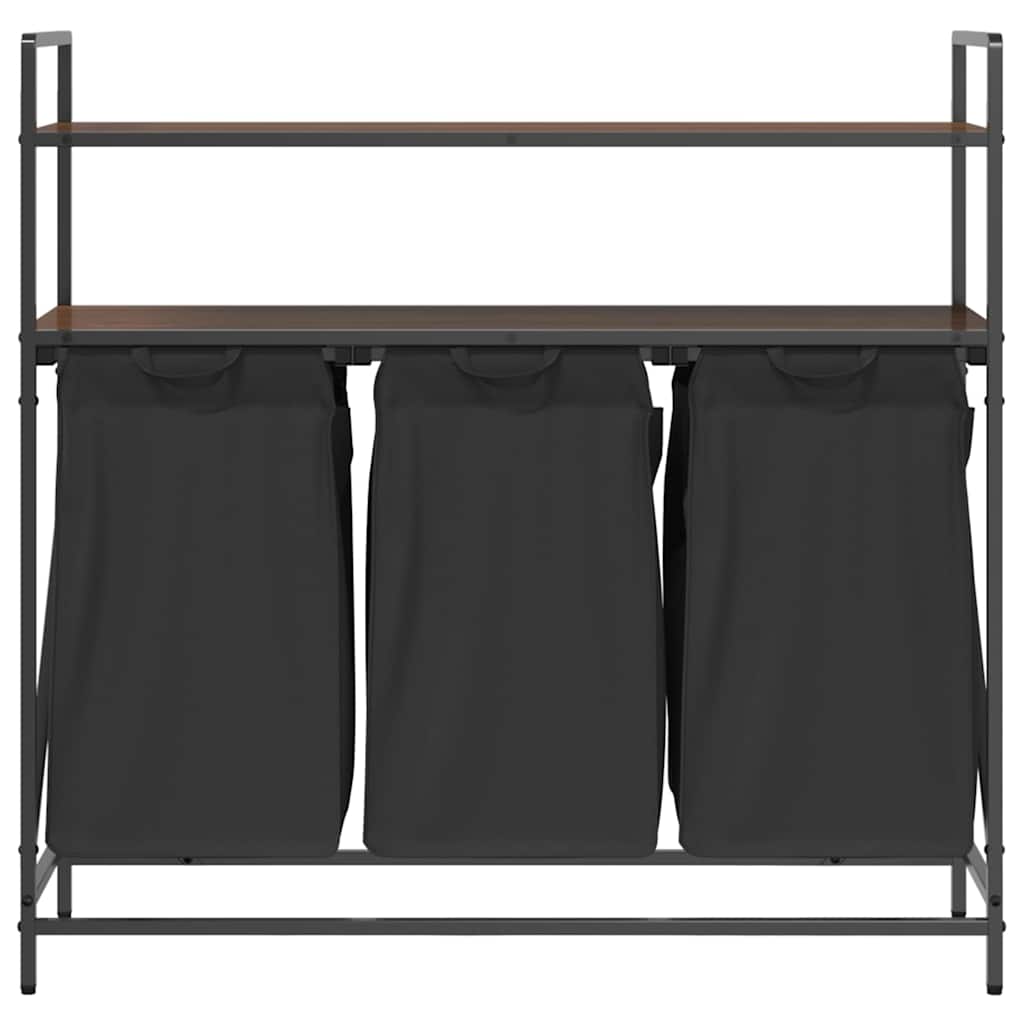 Wäschekorb 3 Fächer mit Ablagen Braune Eiche