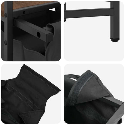 Wäschekorb 3 Fächer mit Ablagen Braune Eiche