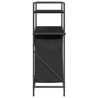 Wäschekorb 2 Fächer mit Ablagen Schwarze Eiche