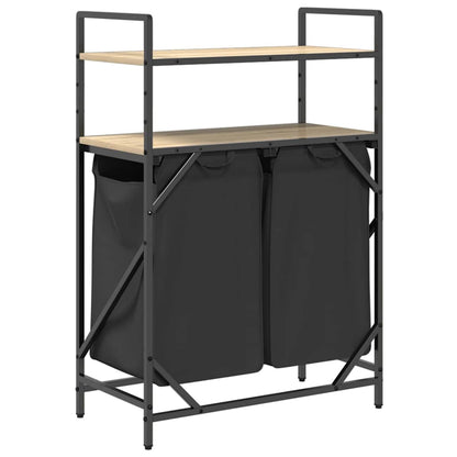 Wäschekorb 2 Fächer mit Ablagen Sonoma Eiche