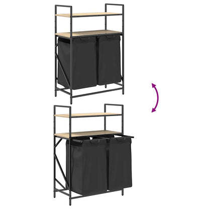 Wäschekorb 2 Fächer mit Ablagen Sonoma Eiche