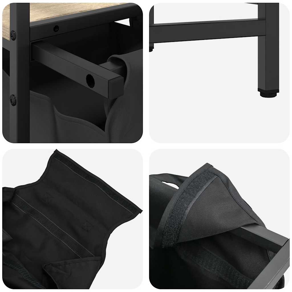 Wäschekorb 2 Fächer mit Ablagen Sonoma Eiche