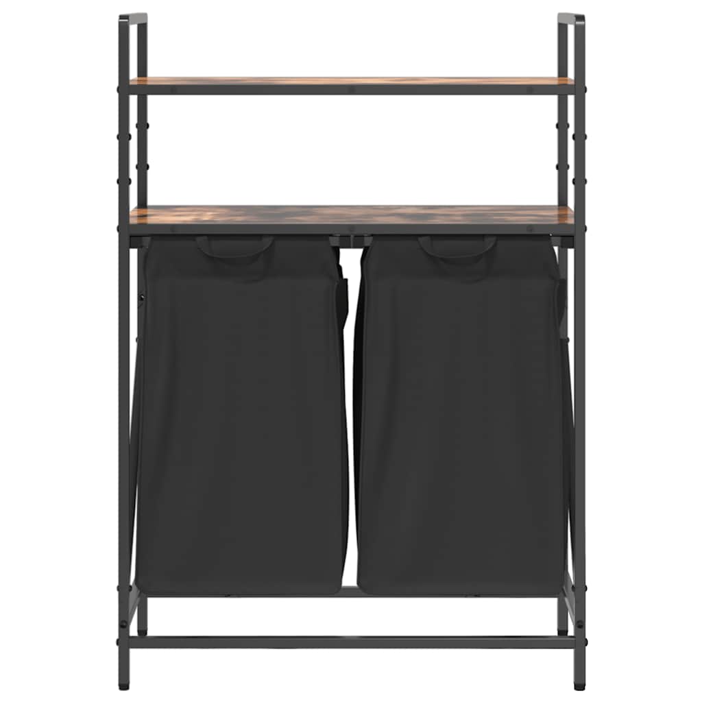 Wäschekorb 2 Fächer mit Ablagen Räuchereiche