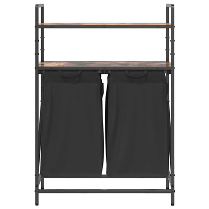 Wäschekorb 2 Fächer mit Ablagen Räuchereiche