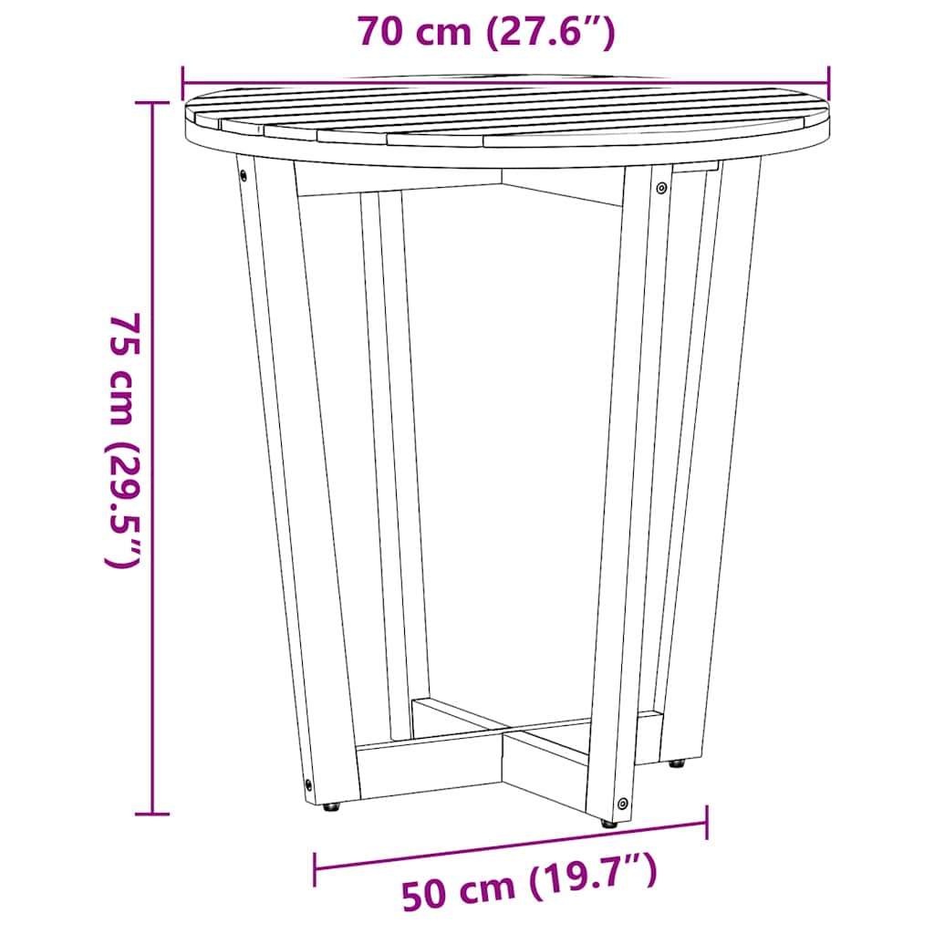 3-teiliges Garten-Ess-Set aus Massivholz Akazie