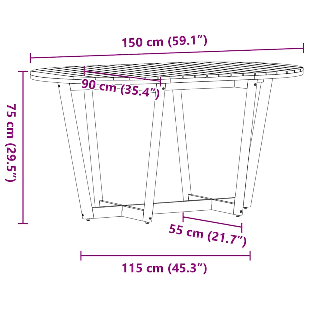 5-teiliges Garten-Ess-Set aus Massivholz Akazie