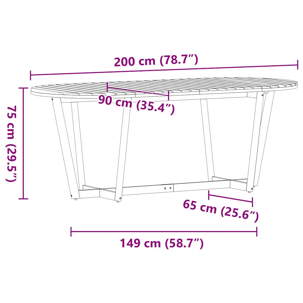 7-teiliges Garten-Ess-Set aus Massivholz Akazie