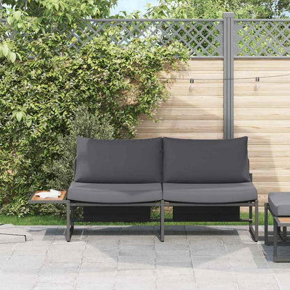 Garten-Sofa mit Kissen Anthrazit 200,5 x 70 x 85,5 cm Stahl