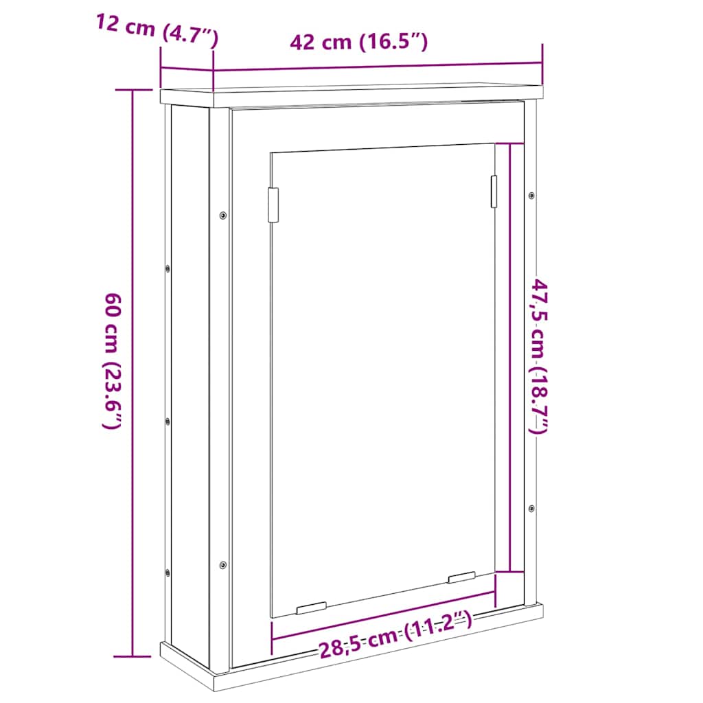 vidaXL Spiegelschrank Sonoma-Eiche 42 x 12 x 60 cm Holzwerkstoff