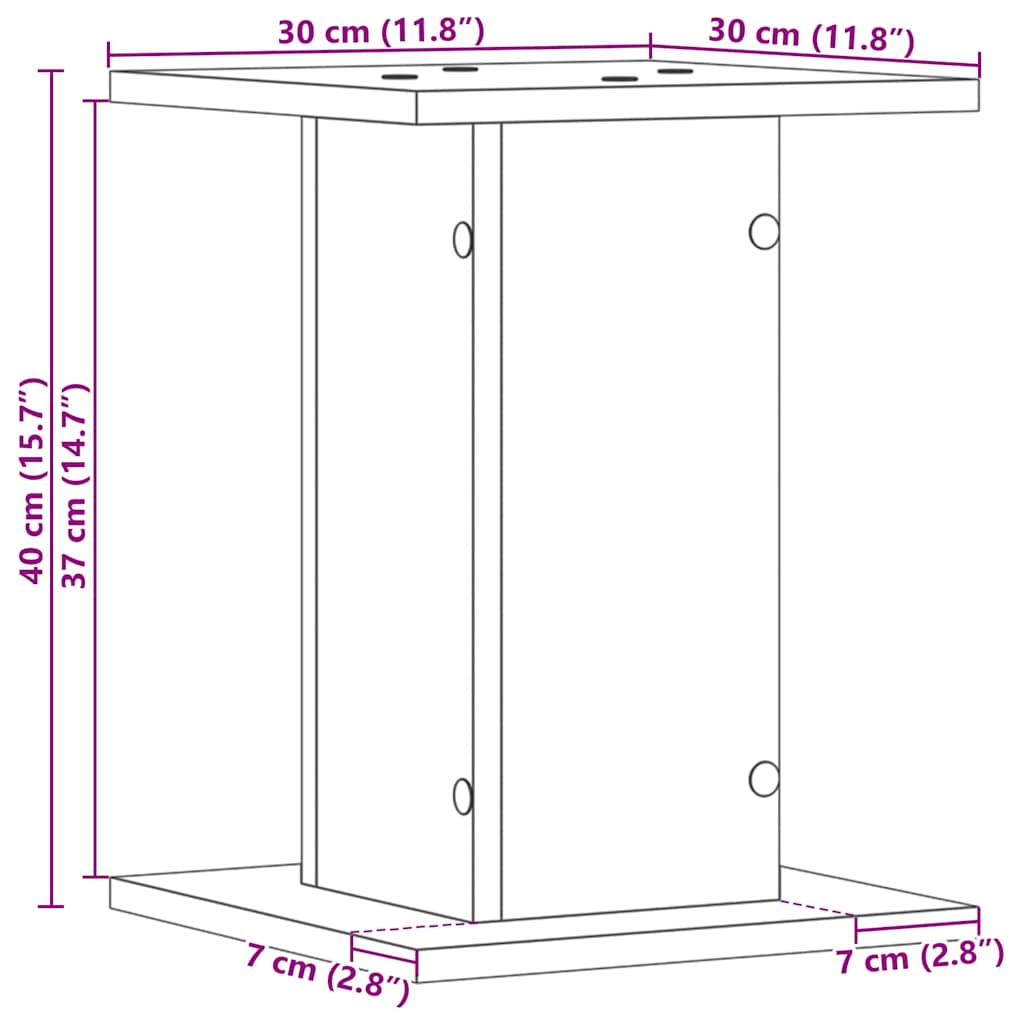 Lautsprecherständer 2 pcs Schwarz Eichen-Optik 30 x 30 x 40 cm
