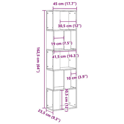 vidaXL Bücherregal Schwarz Eichen-Optik 45 x 23,5 x 162,5 cm