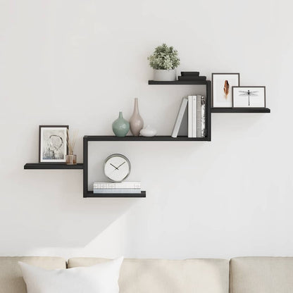 Wandregal Schwarz Eichen-Optik 104x15x49 cm Holzwerkstoff