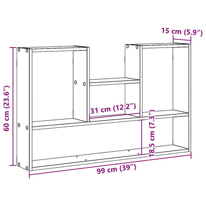vidaXL Wandregal Schwarz Eichen-Optik 99x15x60 cm Holzwerkstoff