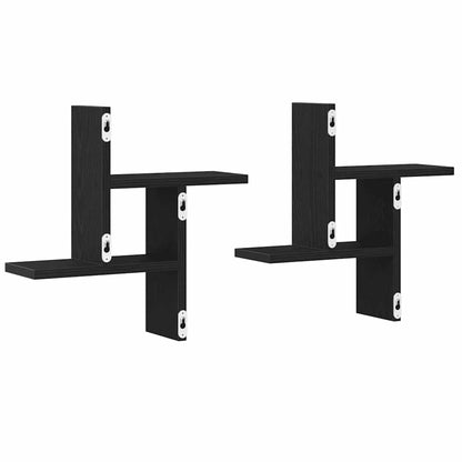 Wandregale 2 Stk. Schwarz Eichen-Optik 38x12x38cm Holzwerkstoff