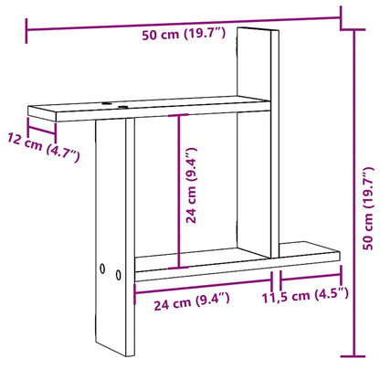 vidaXL Wandregale 2 Stk. Schwarz Eichen-Optik 50x12x50cm Holzwerkstoff