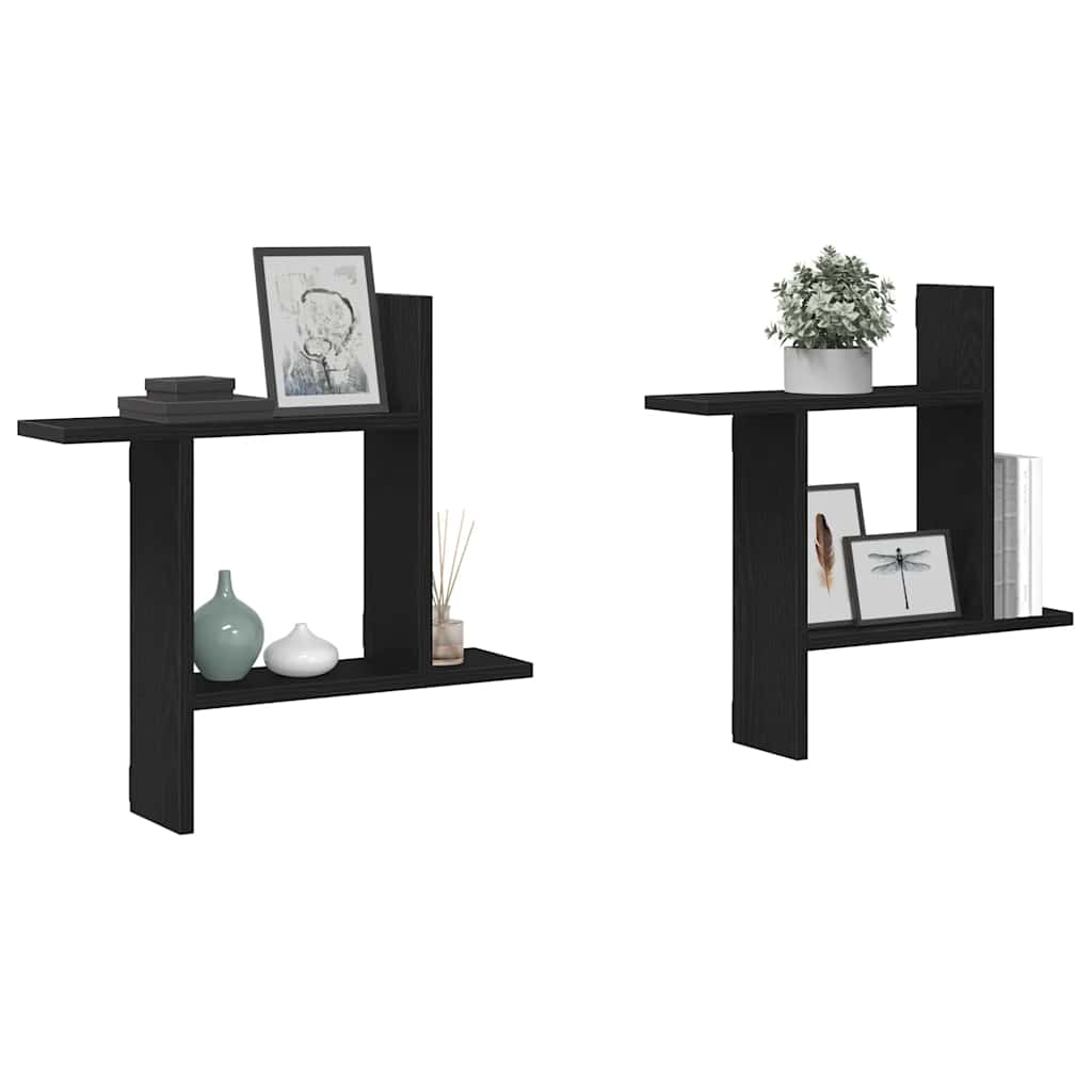 vidaXL Wandregale 2 Stk. Schwarz Eichen-Optik 50x12x50cm Holzwerkstoff