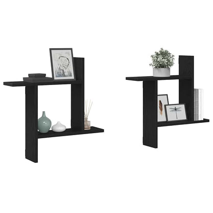 vidaXL Wandregale 2 Stk. Schwarz Eichen-Optik 50x12x50cm Holzwerkstoff