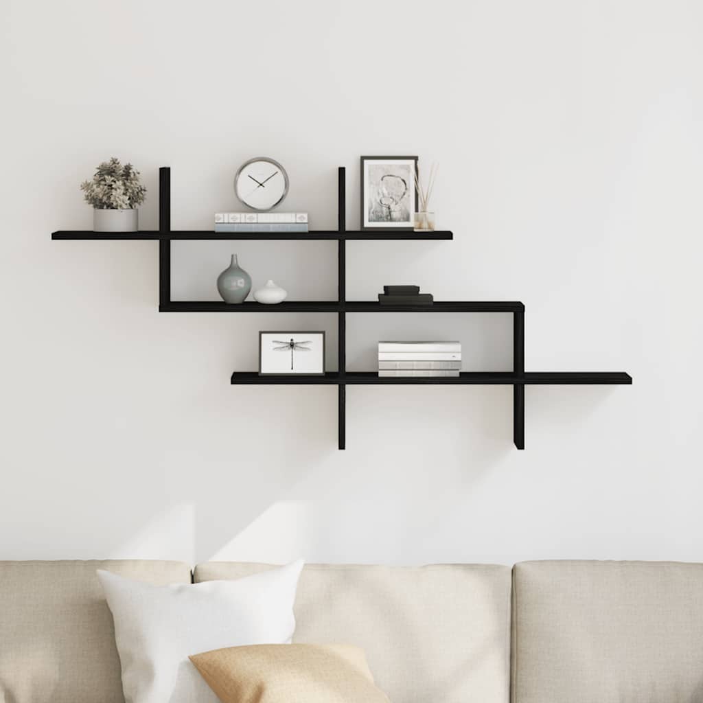 vidaXL Étagère murale aspect chêne noir 124,5x18x60,5 cm bois d'ingénierie