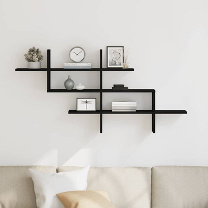 vidaXL Étagère murale aspect chêne noir 124,5x18x60,5 cm bois d'ingénierie