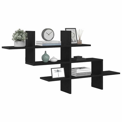 vidaXL Étagère murale aspect chêne noir 124,5x18x60,5 cm bois d'ingénierie