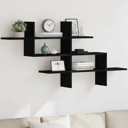 vidaXL Étagère murale aspect chêne noir 124,5x18x60,5 cm bois d'ingénierie