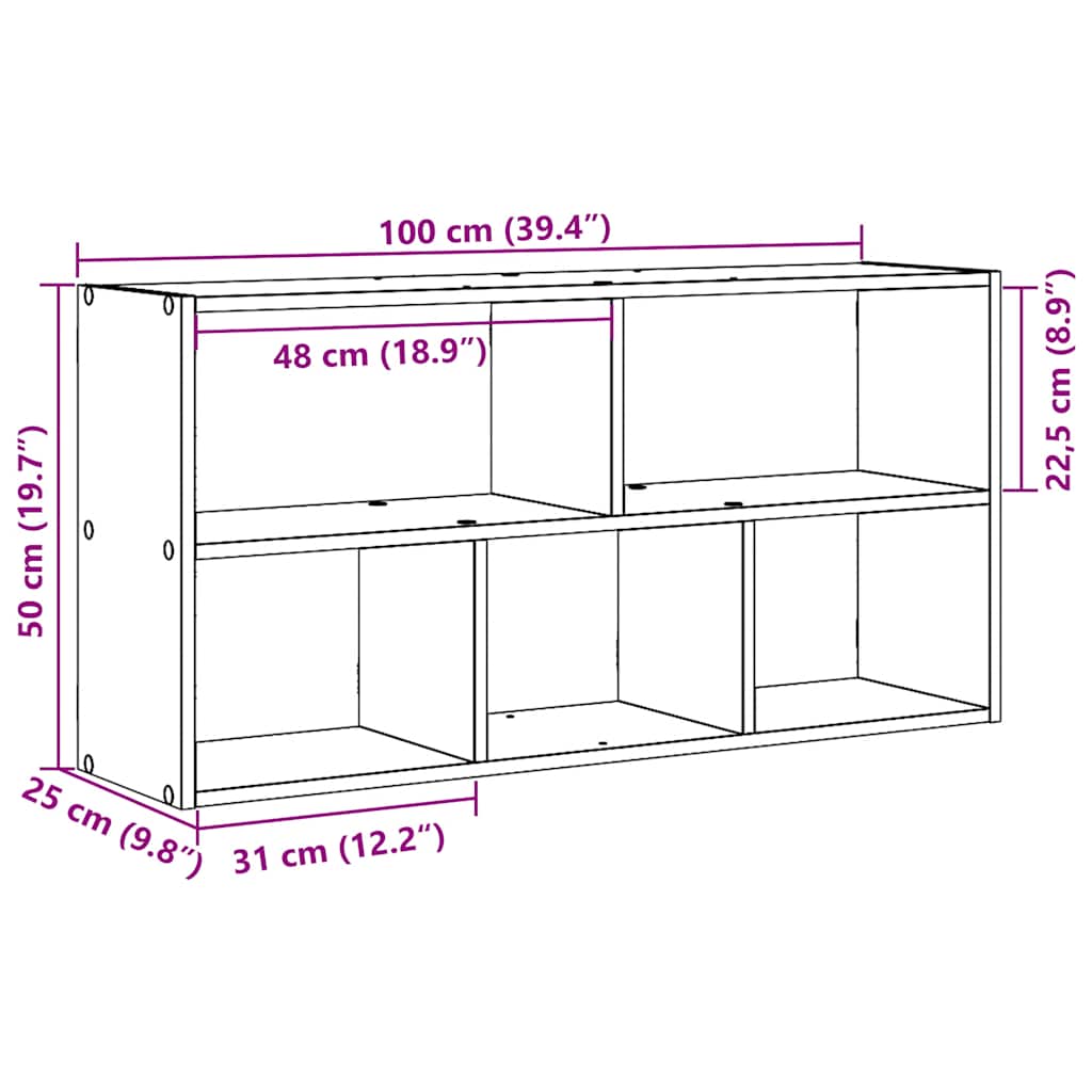 vidaXL Wandregal Schwarz Eichen-Optik 100x25x50 cm Holzwerkstoff
